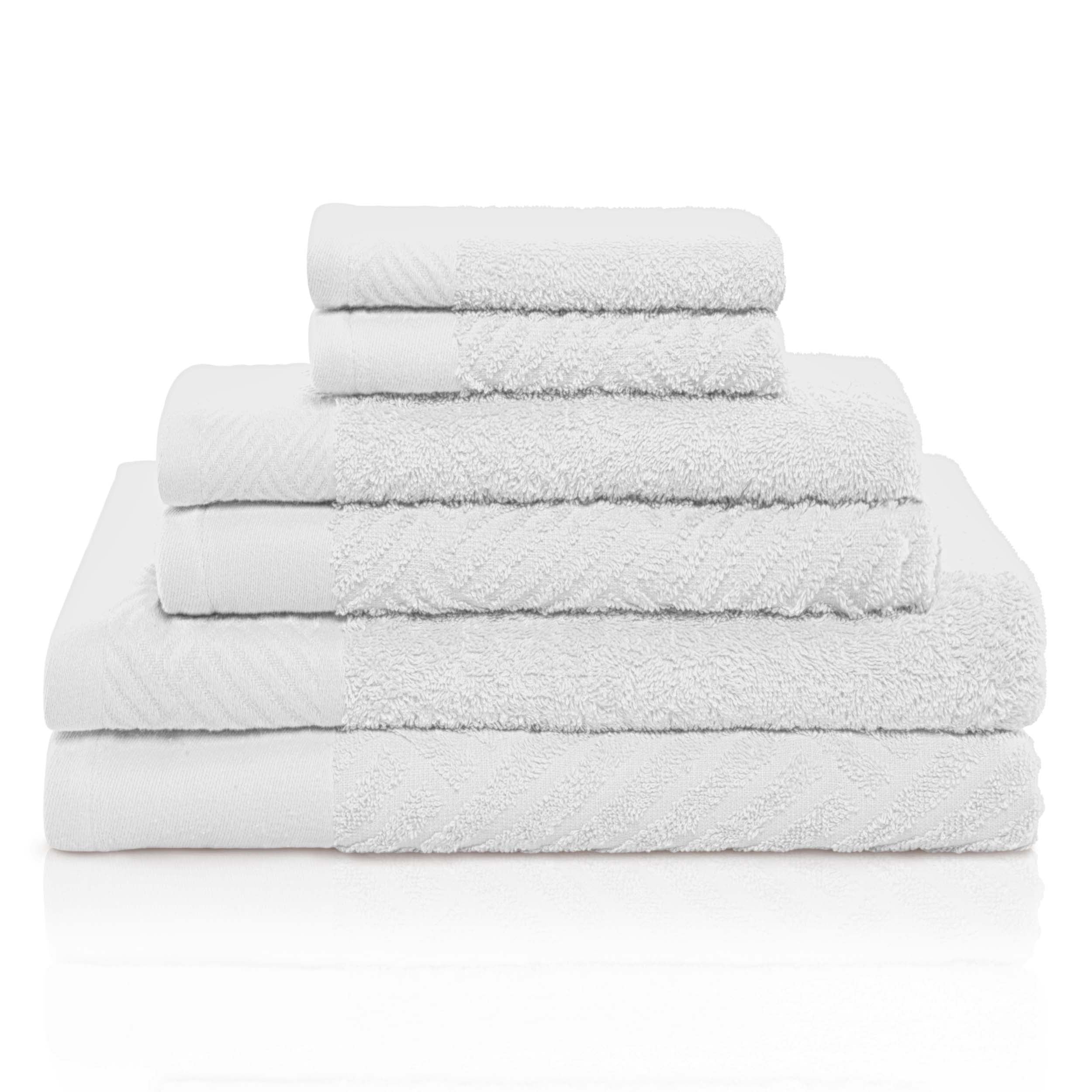 Basketweave Jacquard and Solid 6 Piece Egyptian Cotton Towel Set