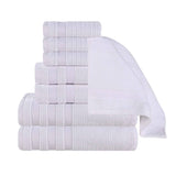 Brea Zero Twist Cotton Ribbed Geometric Border 8 Piece Towel Set