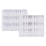 Sadie Zero Twist Cotton Solid and Jacquard Floral Hand Towel Set of 6