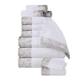 Wisteria Cotton Medium Weight Floral Jacquard Border 12 Piece Towel Set