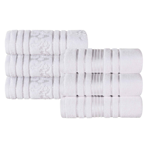 Sadie Zero Twist Cotton Solid and Jacquard Floral Hand Towel Set of 6