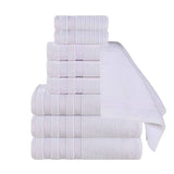 Brea Zero Twist Cotton Ribbed Geometric Border 9 Piece Towel Set