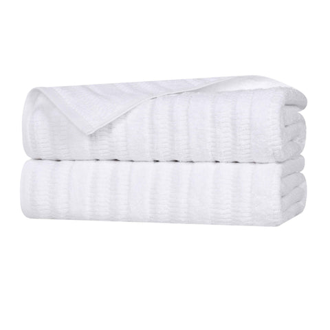 Mika Smart Twist Viscose Cotton Blend Ribbed Bath Sheets, Set of 2