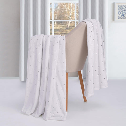 Fleece Plush Medium Weight Fluffy Soft Decorative Polka Dot Blanket