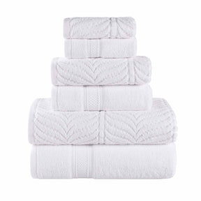 Chevron Zero Twist Solid and Jacquard Soft Cotton 6 Piece Towel Set