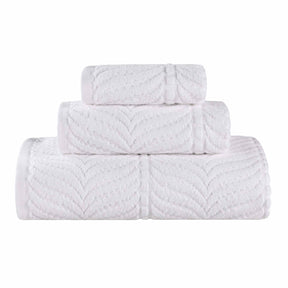 Chevron Zero Twist Jaquard Cotton 3 Piece Bathroom Towel Set