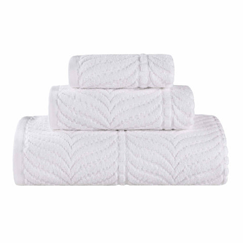 Chevron Zero Twist Jaquard Cotton 3 Piece Bathroom Towel Set