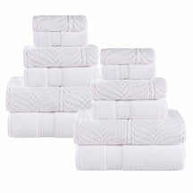 Chevron Zero Twist Solid and Jacquard Soft Cotton 12 Piece Towel Set