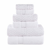 Chevron Zero-Twist Cotton Jacquard and Solid Towel Set 6 Piece