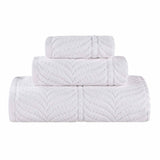 Chevron Zero Twist Jaquard Cotton 3 Piece Bathroom Towel Set