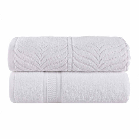 Chevron Zero Twist Solid and Jacquard Soft Cotton Bath Sheet Set of 2