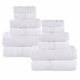 Chevron Zero Twist Solid and Jacquard Soft Cotton 12 Piece Towel Set