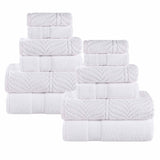 Chevron Zero Twist Solid and Jacquard Soft Cotton 12 Piece Towel Set