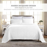 Lightweight Cotton Bedspread Sets 3-Piece Geometric Fret Jacquard Matelassé Scalloped