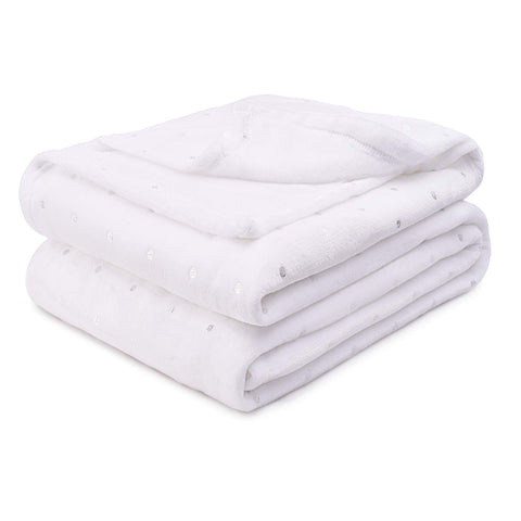 Fleece Plush Medium Weight Fluffy Soft Decorative Polka Dot Blanket