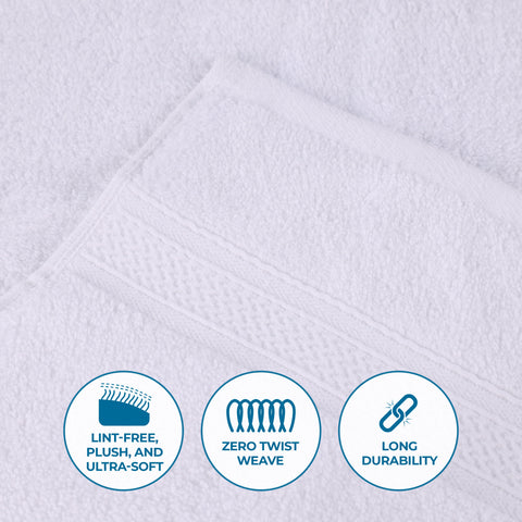 Chevron Zero Twist Solid Soft Absorbent Cotton 3 Piece Towel Set