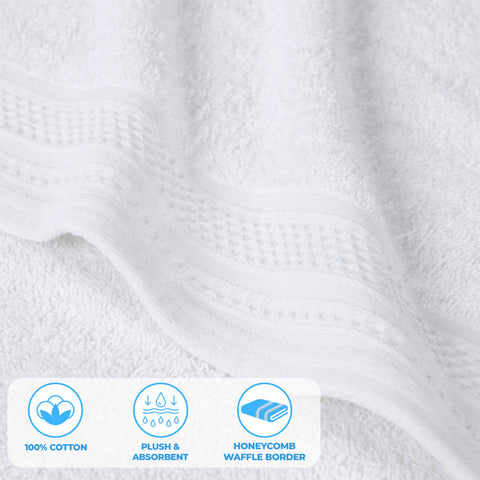 Cotton Waffle Border Hand Towel Set 6-Piece - Honeycomb