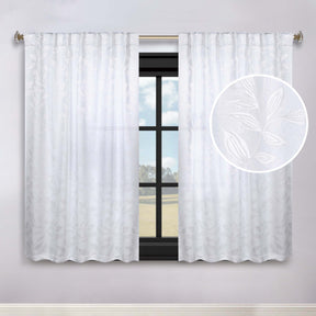 Leaves Room Darkening Back Tabs Blackout Curtain Panels, Set of 2