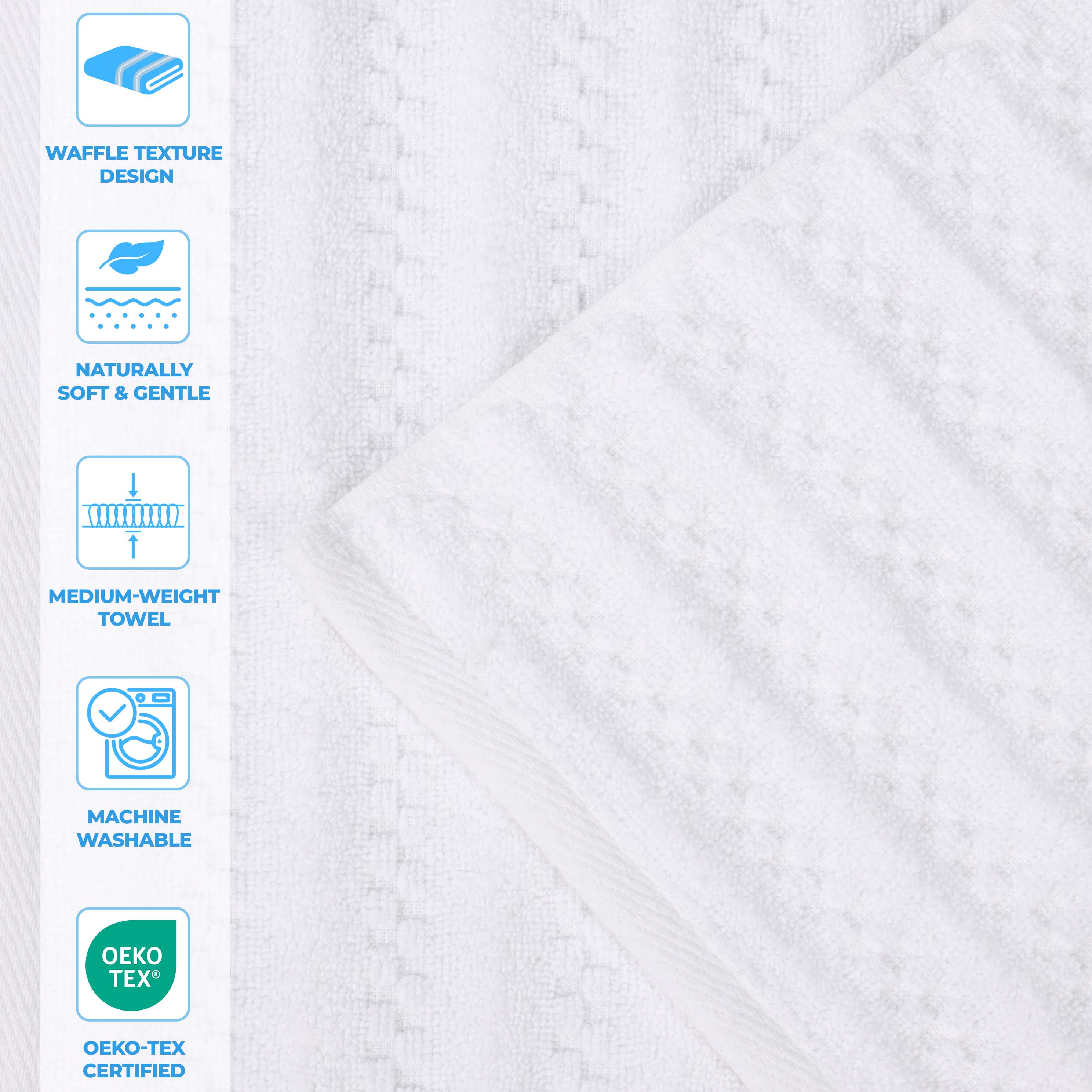 Zuma Zero Twist Cotton Medium Weight Waffle Stripes 12 Piece Towel Set