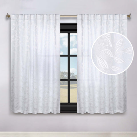 Leaves Room Darkening Back Tabs Blackout Curtain Panels, Set of 2