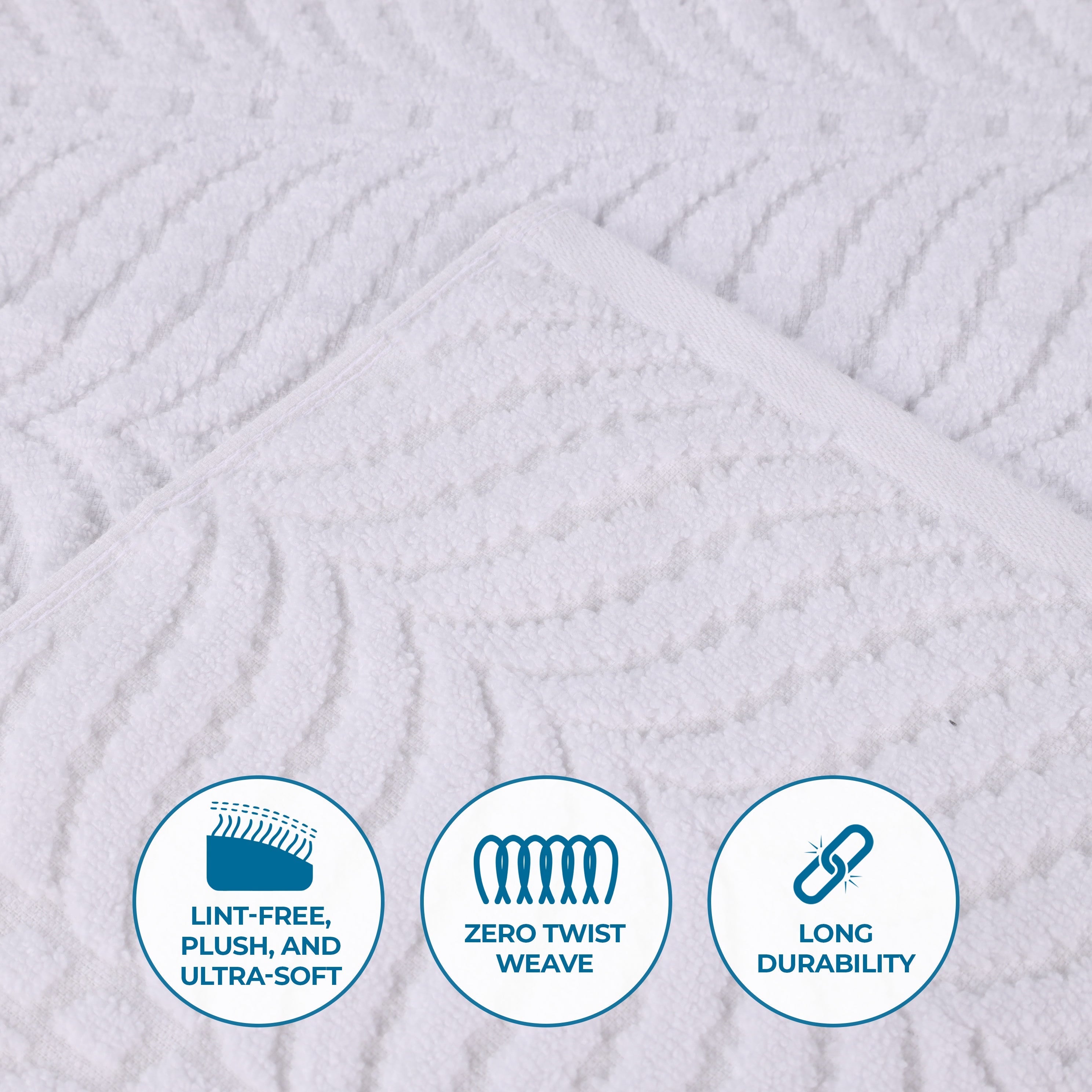 Chevron Zero Twist Solid and Jacquard Soft Cotton 12 Piece Towel Set