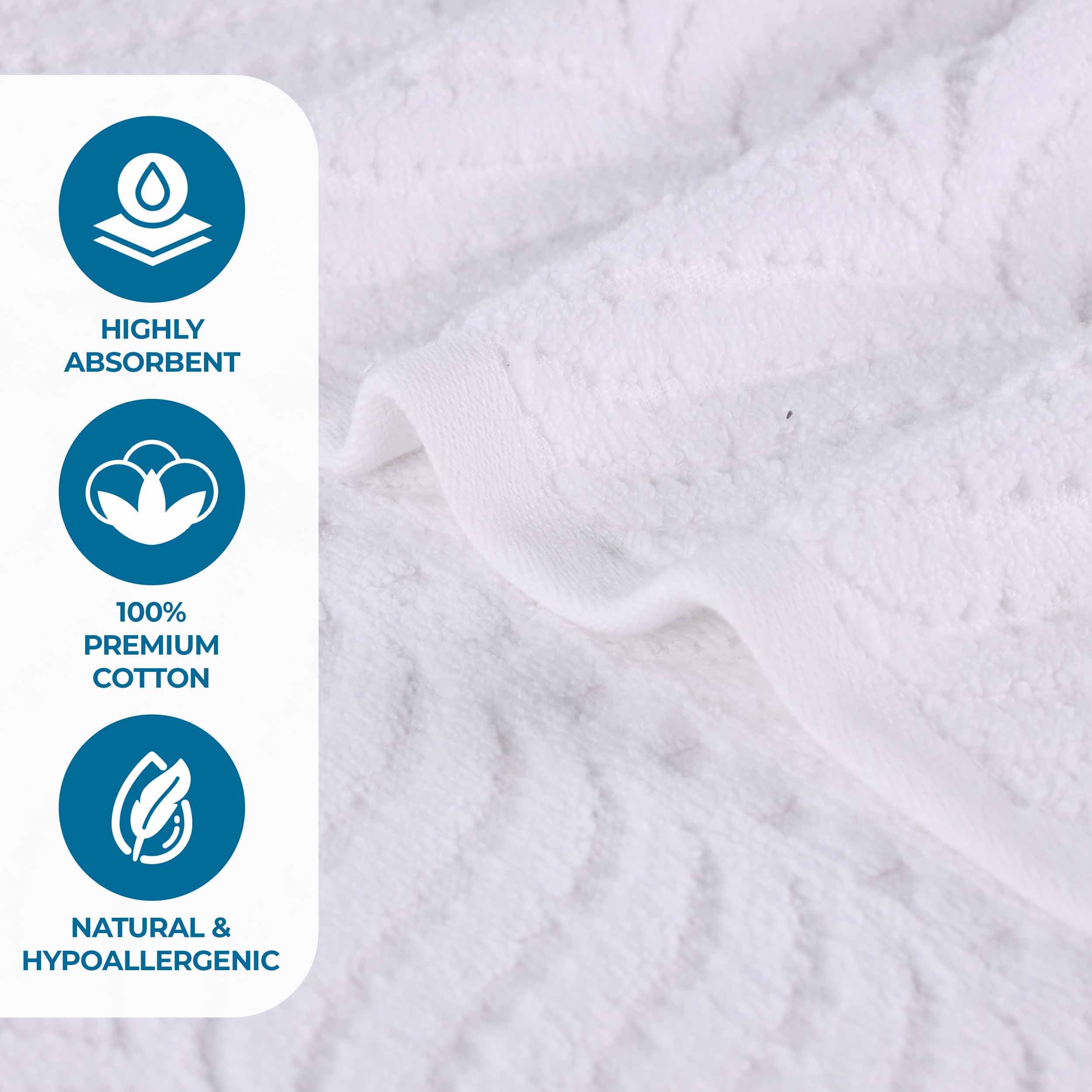 Chevron Zero Twist Solid and Jacquard Soft Cotton 12 Piece Towel Set
