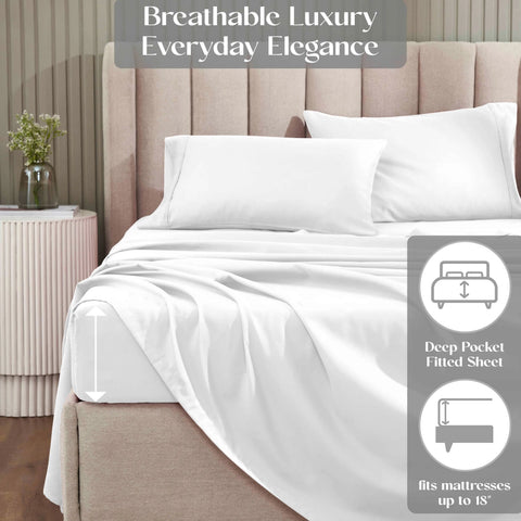 1200 Thread Count Cotton Rich Bed Sheet Set Solid Deep Pocket