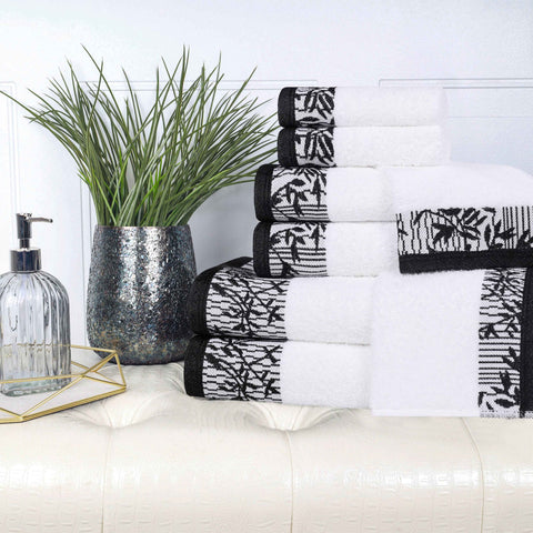 Cotton Floral Jacquard Towel Set 8-Piece - Wisteria