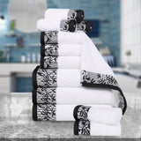 Wisteria Cotton Medium Weight Floral Jacquard Border 12 Piece Towel Set