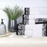 Wisteria Cotton Medium Weight Floral Jacquard Border 8 Piece Towel Set