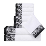 Wisteria Cotton Medium Weight Floral Jacquard Border 8 Piece Towel Set