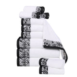 Wisteria Cotton Medium Weight Floral Jacquard Border 12 Piece Towel Set