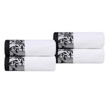 Wisteria Cotton Floral Jacquard Border Hand Towels, Set of 4