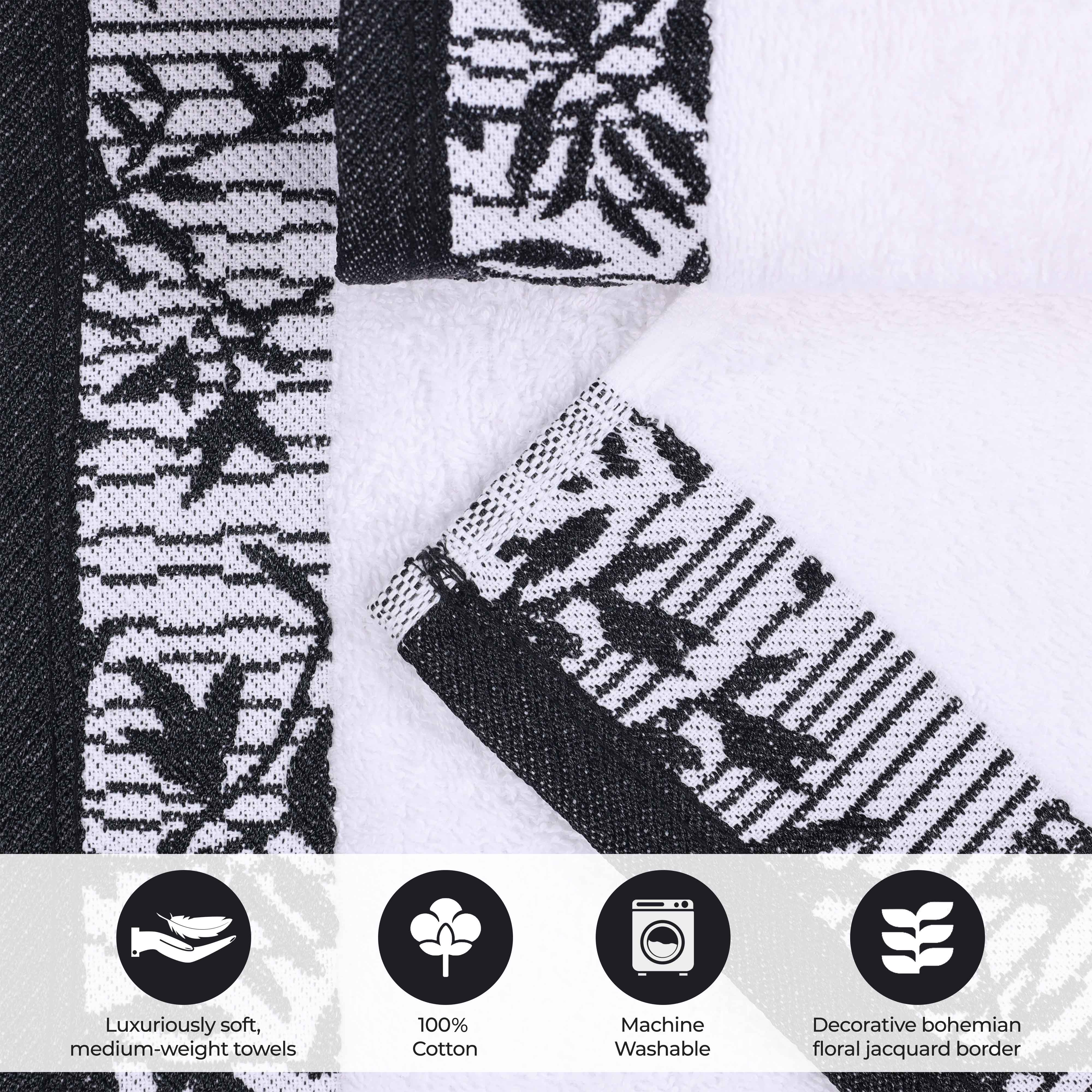 Wisteria Cotton Medium Weight Floral Jacquard Border 8 Piece Towel Set