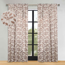 Leaves Room Darkening Back Tabs Blackout Curtain Panels, Set of 2