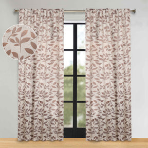 Leaves Room Darkening Back Tabs Blackout Curtain Panels, Set of 2