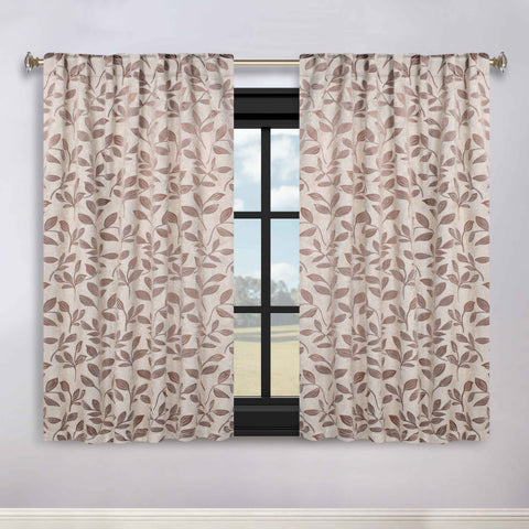 Leaves Room Darkening Back Tabs Blackout Curtain Panels, Set of 2