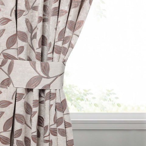 Blackout Window Curtains Leaves Pattern Room Darkening Set of 2