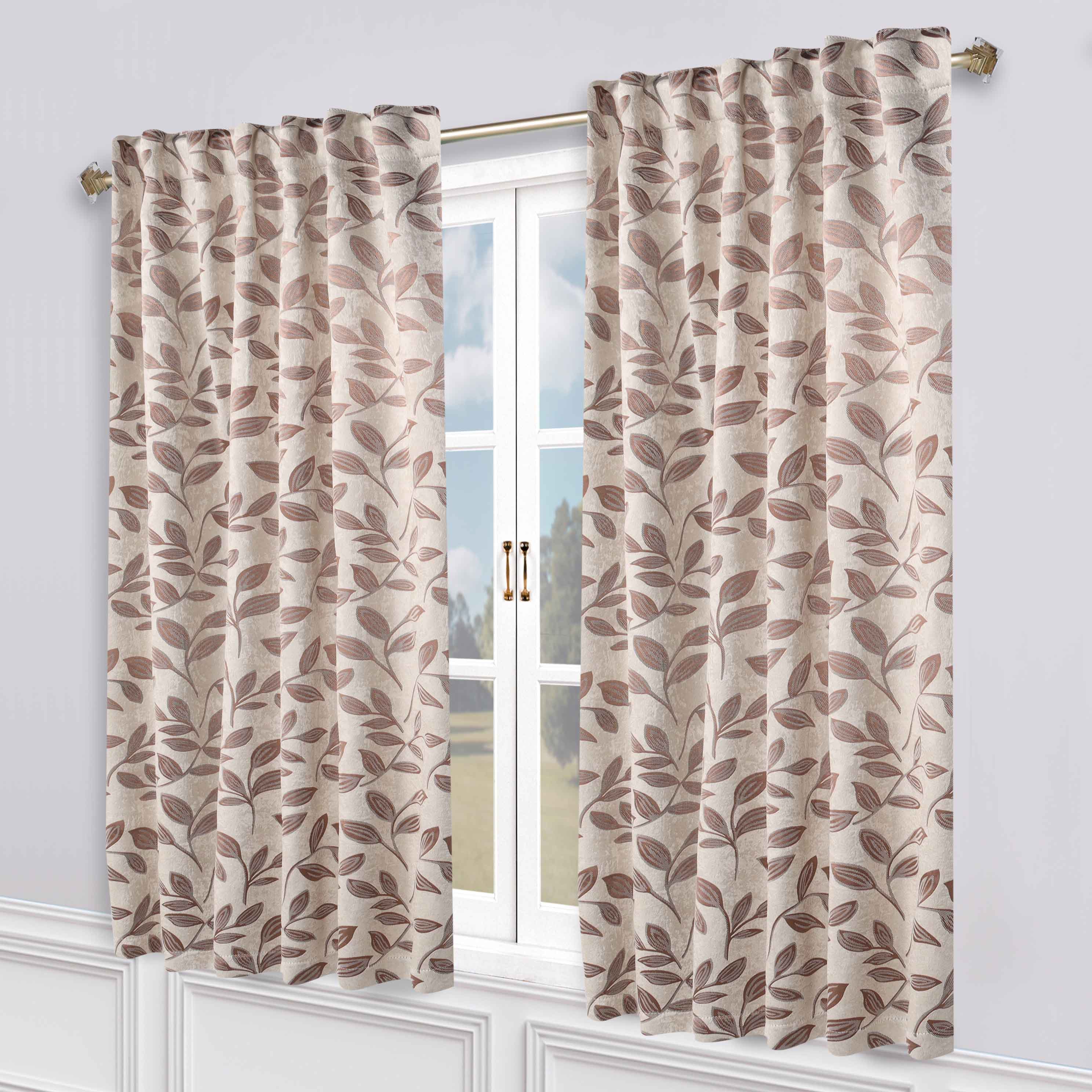 Leaves Room Darkening Back Tabs Blackout Curtain Panels, Set of 2