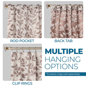 Leaves Room Darkening Back Tabs Blackout Curtain Panels, Set of 2