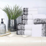 Wisteria Cotton Medium Weight Floral Jacquard Border 8 Piece Towel Set