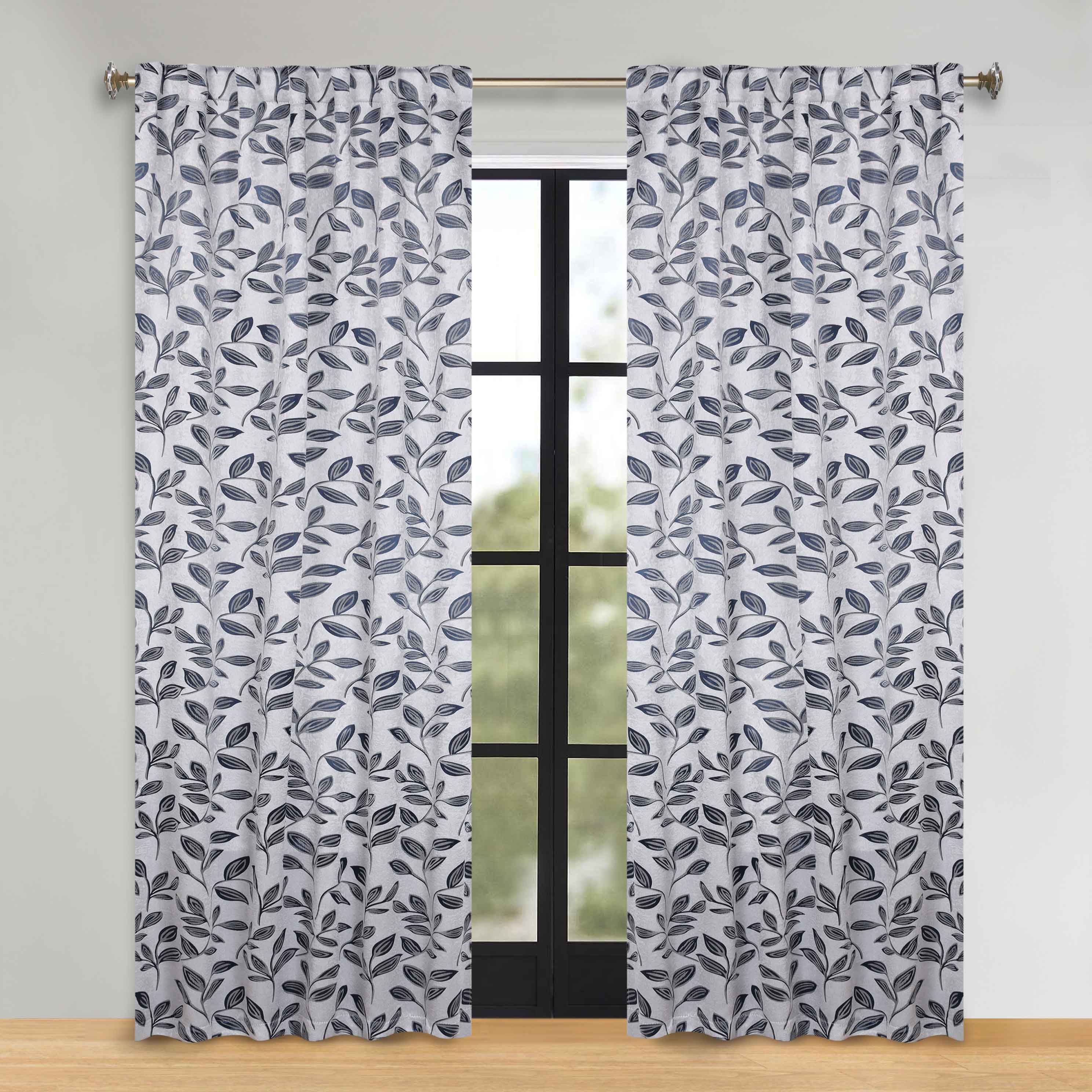 Leaves Room Darkening Back Tabs Blackout Curtain Panels, Set of 2
