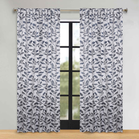 Leaves Room Darkening Back Tabs Blackout Curtain Panels, Set of 2