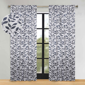 Leaves Room Darkening Back Tabs Blackout Curtain Panels, Set of 2