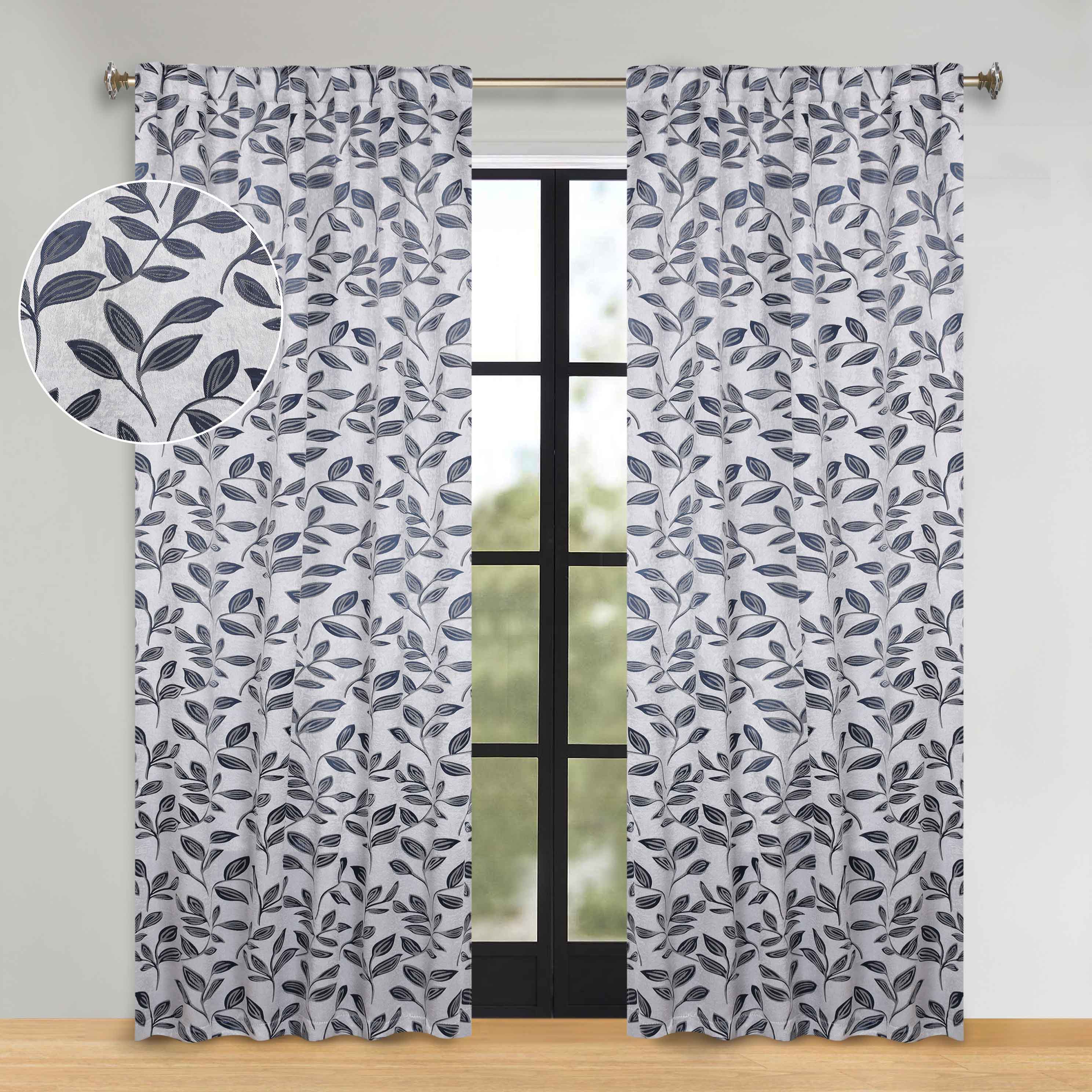 Leaves Room Darkening Back Tabs Blackout Curtain Panels, Set of 2