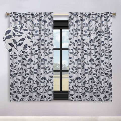Leaves Room Darkening Back Tabs Blackout Curtain Panels, Set of 2