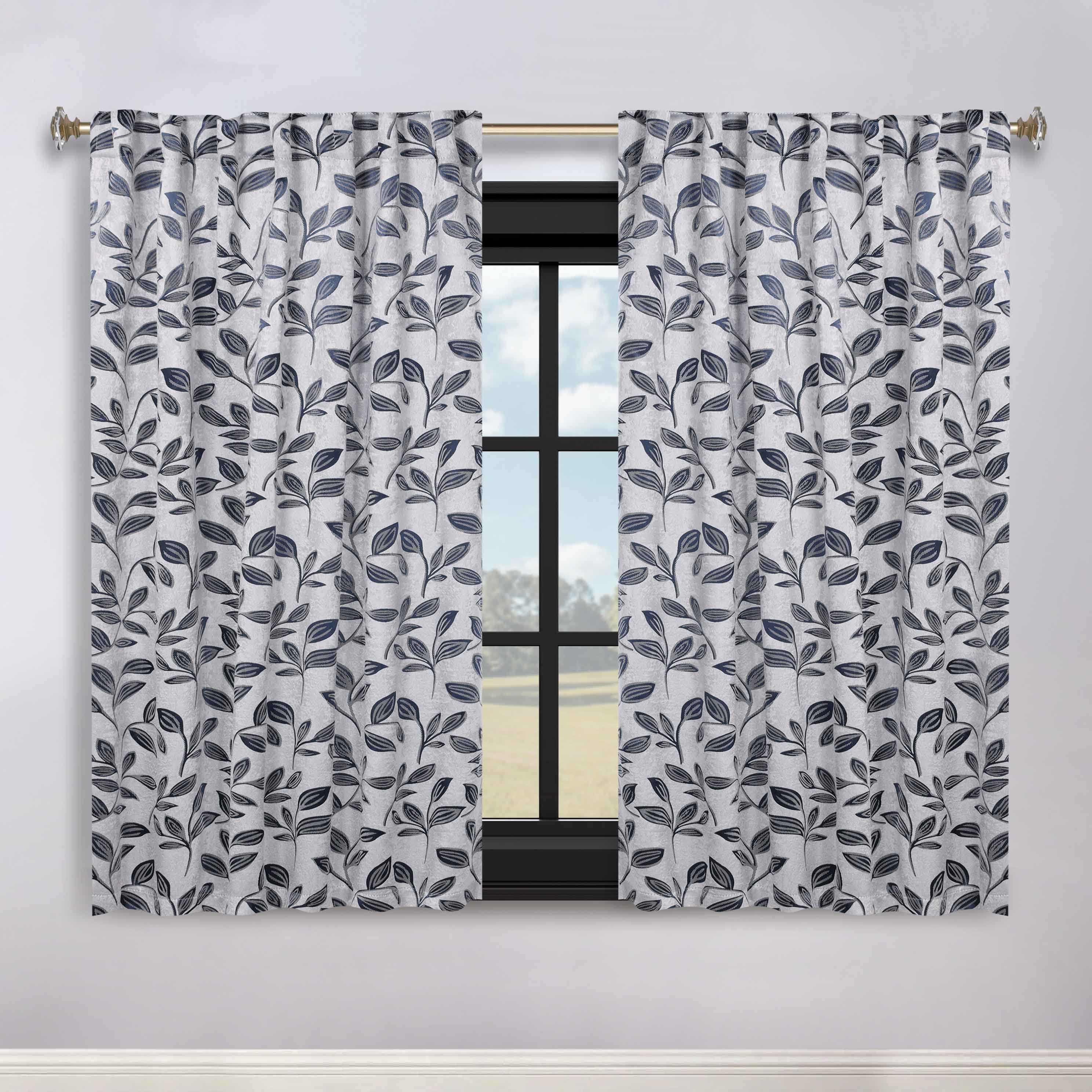 Leaves Room Darkening Back Tabs Blackout Curtain Panels, Set of 2