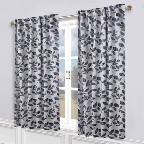 Leaves Room Darkening Back Tabs Blackout Curtain Panels, Set of 2