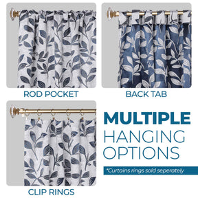 Leaves Room Darkening Back Tabs Blackout Curtain Panels, Set of 2