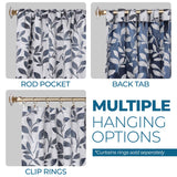 Leaves Room Darkening Back Tabs Blackout Curtain Panels, Set of 2